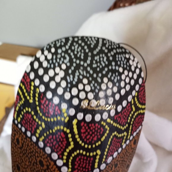 Wooden Tribal Ethnic Mask. Dot Painted. Colorful Nursery Art Home Decor - Picture 4 of 6